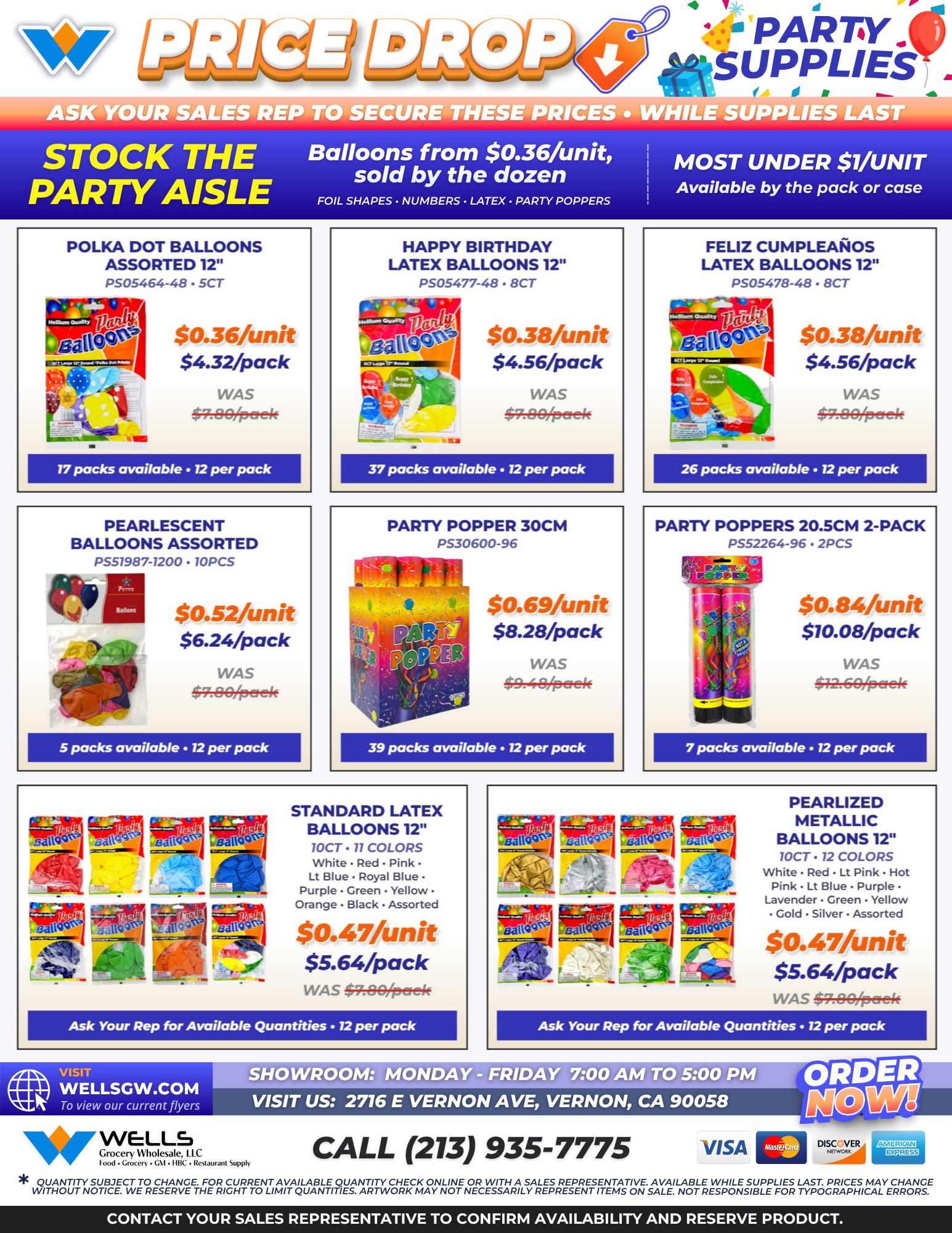 Wells Grocery Wholesale party balloons price drop flyer, page 2