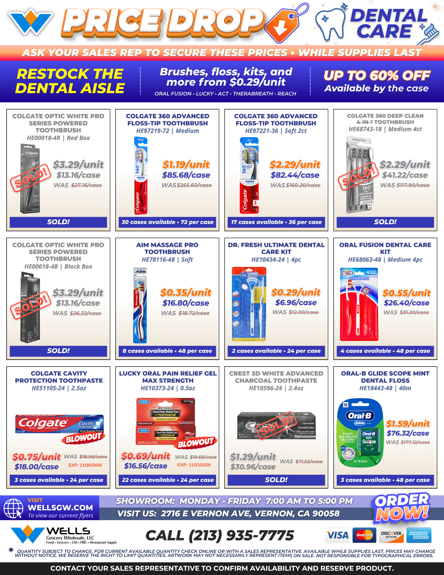 Wells Grocery Wholesale dental care price drop flyer, page 1
