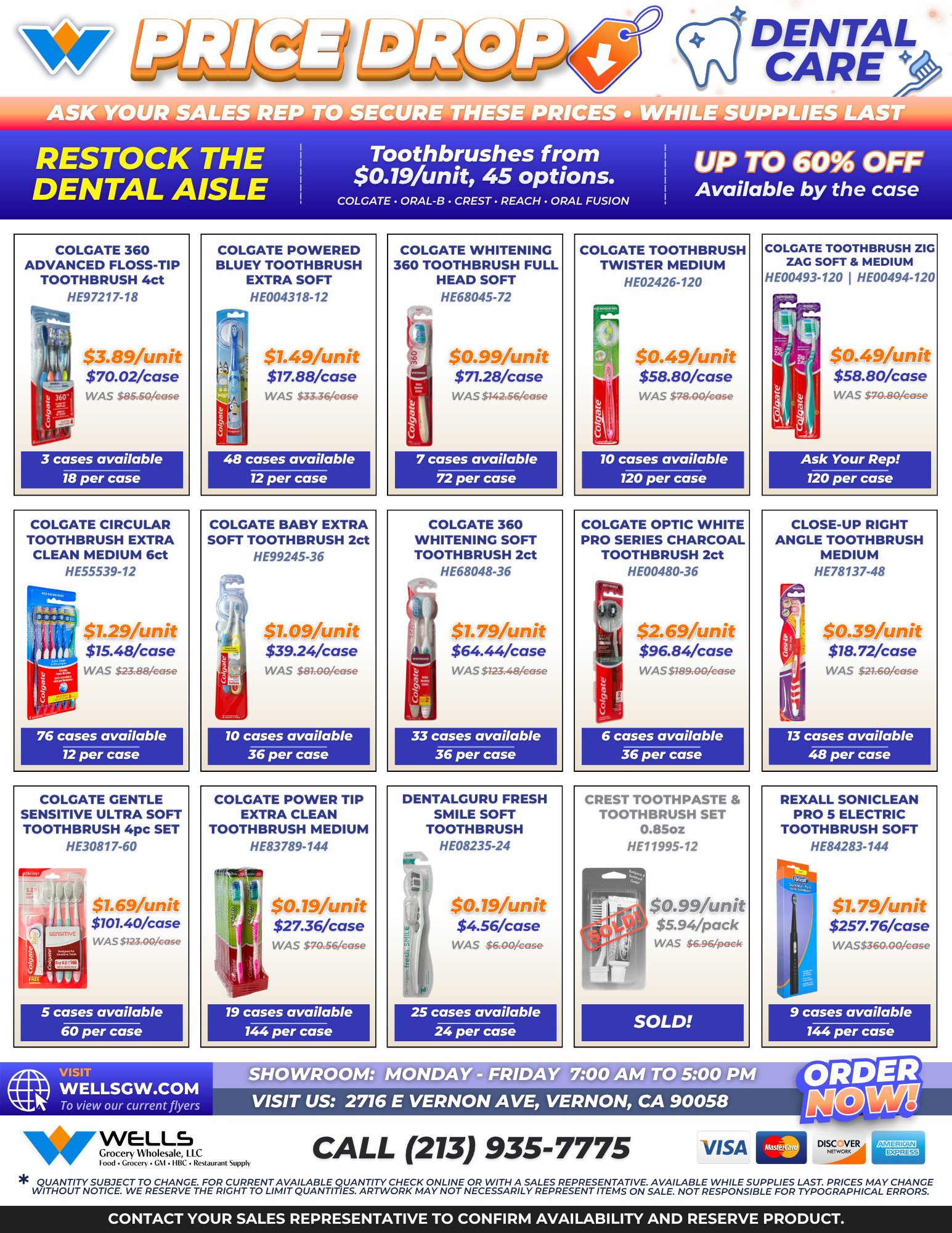 Wells Grocery Wholesale toothbrush price drop flyer, page 1